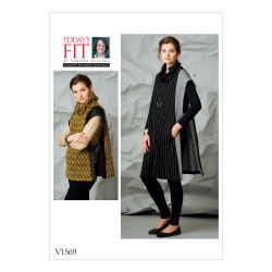 1569 VOGUE SANDRA BETZINA LOOSE CONTRAST PANEL PULLOVER TABARD PATTERN 32-55" BUST